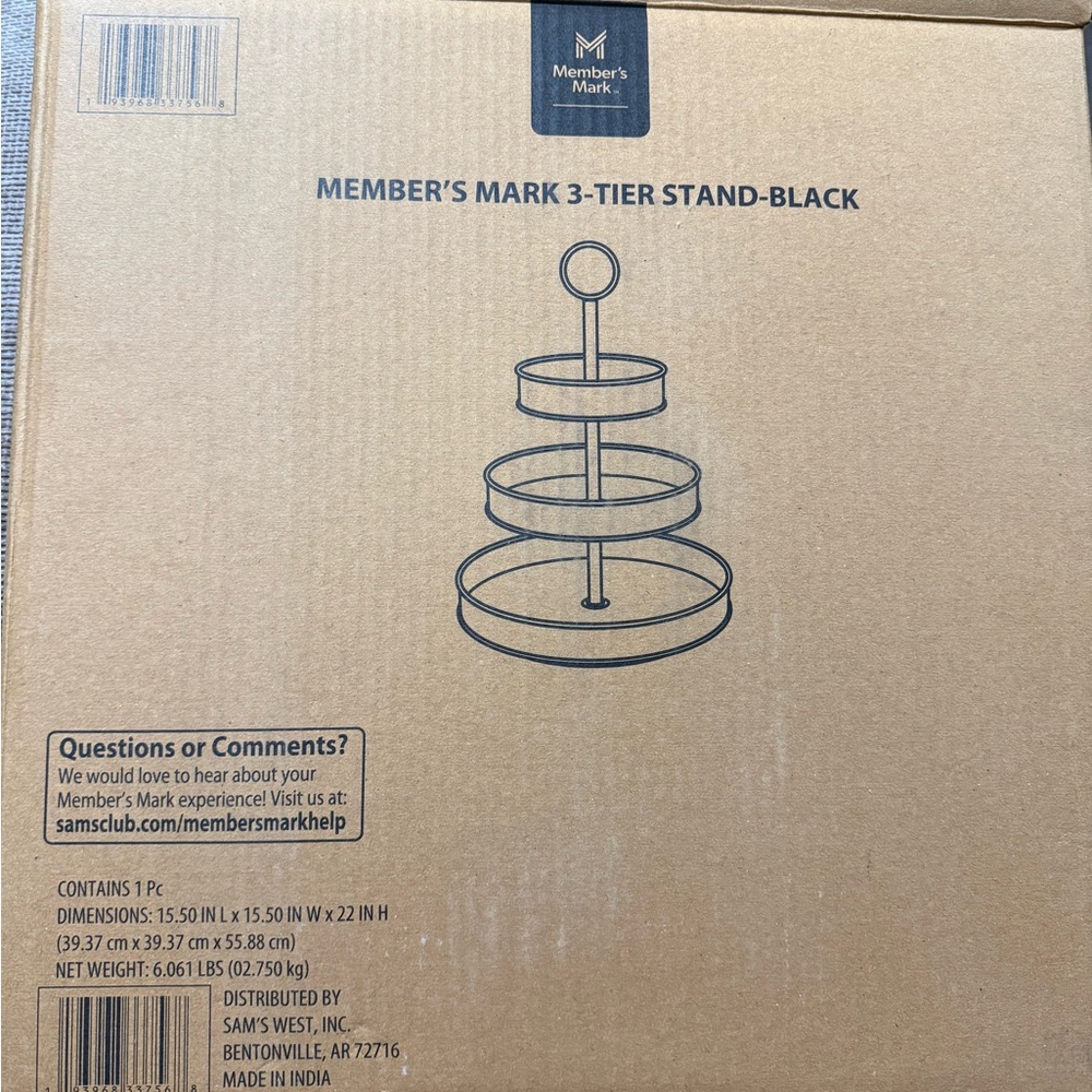 Black and Gold Three-Tiered Stand - Picture 3 of 3